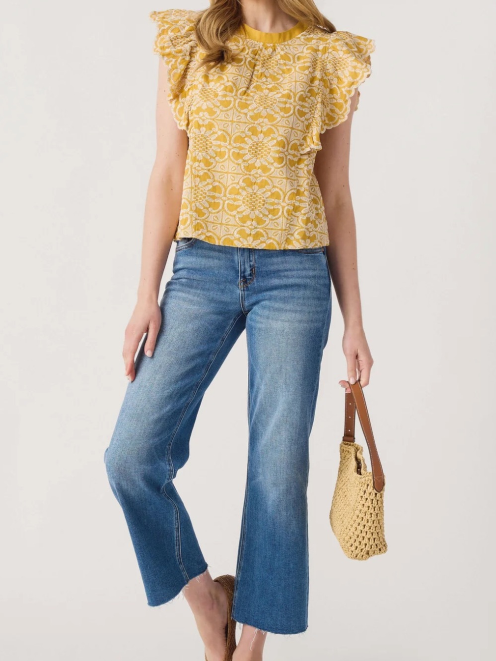 Risen Jeans Straight Leg- Size 1/25- Fall Denim- Mid Rise Raw Hem